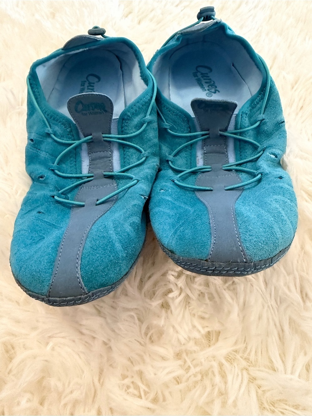 Curves Foldable Travel Shoes w/ grip soles & carry case, wmn’s size 9 Turquoise - Picture 4 of 7
